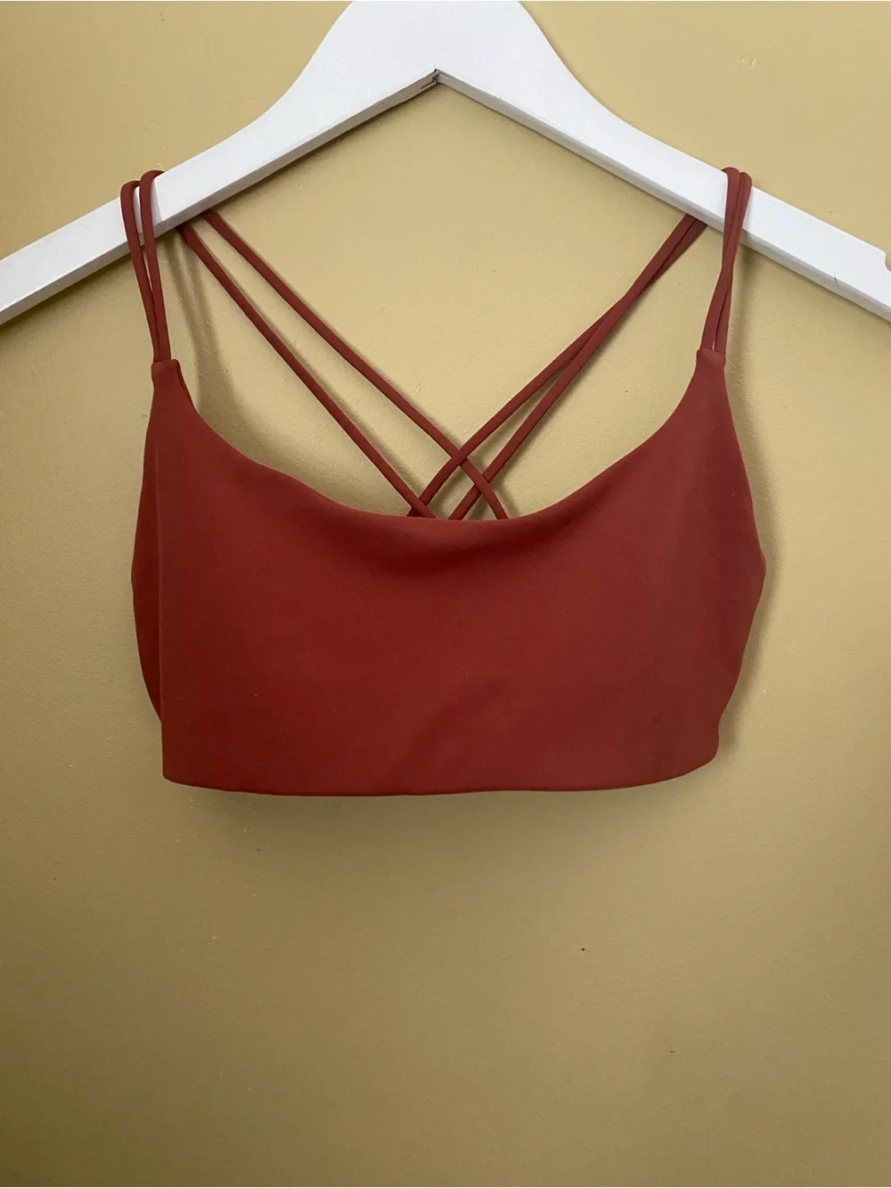 Tempo Strappy Bralette Crop Top - Rust Red, Size Small